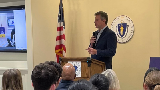 Jay Ash giving the business case for Clean Slate Massachusetts