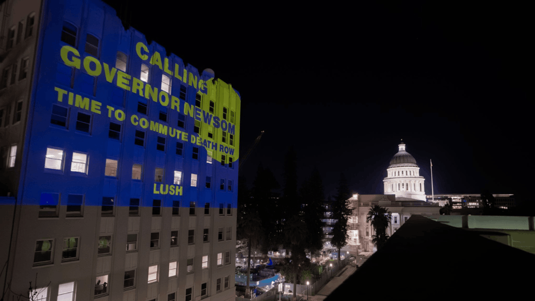 LUSH's projection onto a building steps from the California state capitol