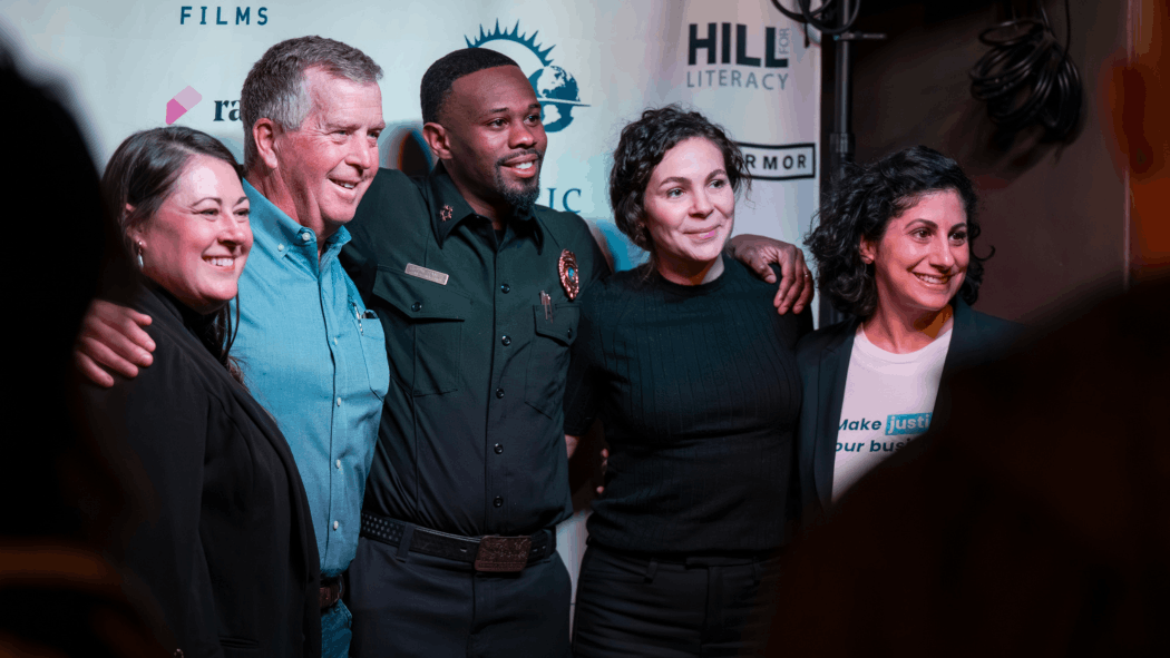 CEO Maha Jweied with panelists at the Justice Summit during the Sundance Film Festival