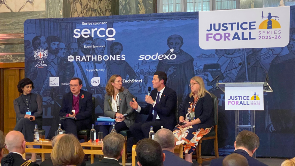 Maha Jweied and panelists at the Justice For All event